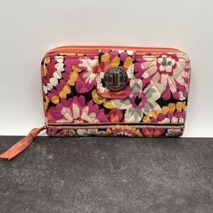 Vera Bradley Pixie Blooms Turnlock and Zip Around Wallet 8 x 5 Retired